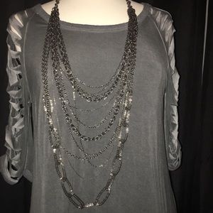 Long pewter statement necklace.
